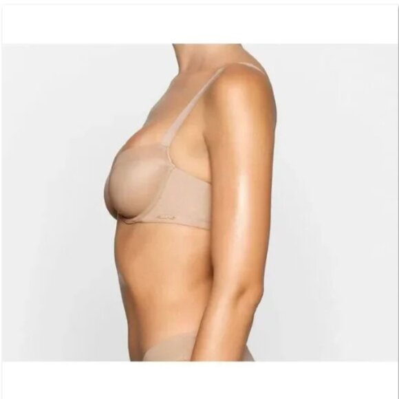NEW Skims No Show Unlined Balconette Bra Clay 34DDD 34F Tan Sheer - Picture 2 of 9